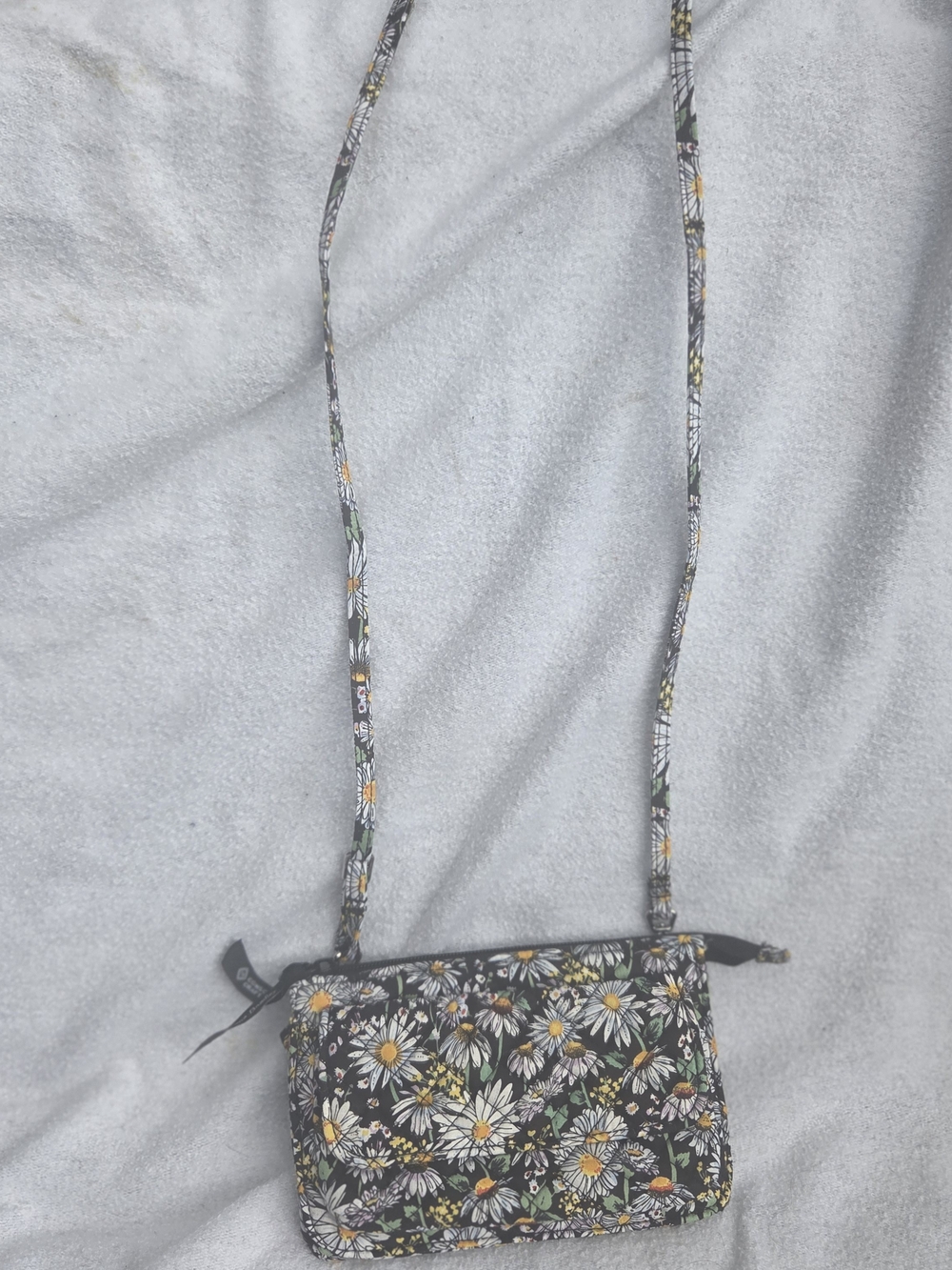 Vera Bradley Black Floral Daisy Crossbody with Yellow Accents
